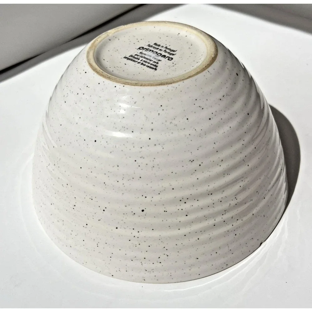 Serving Bowl Speckled Stoneware Ramen Pasta Ribbed Ceramic‎ Modern Kitchen Dish